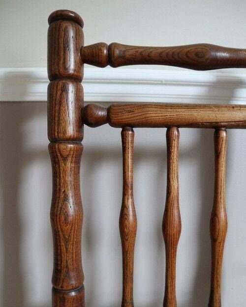 Spindle Back Wooden Chair With Rush Seat photo for sale