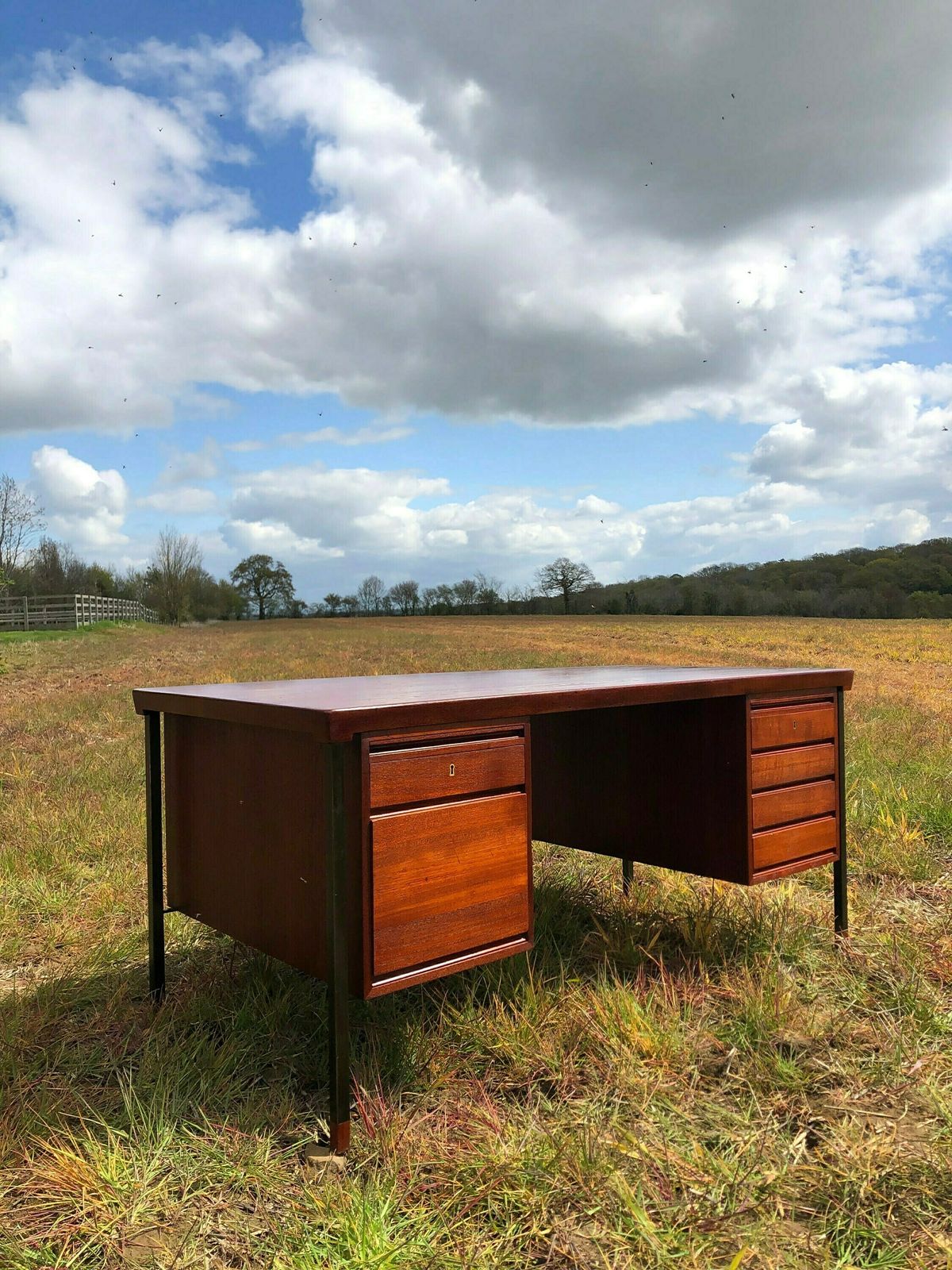Mid Century Modern Danish Teak Partners Desk By Peter Hvidt & Orla Mølgaard Nielsen For Søborg, Denmark, 1950s
