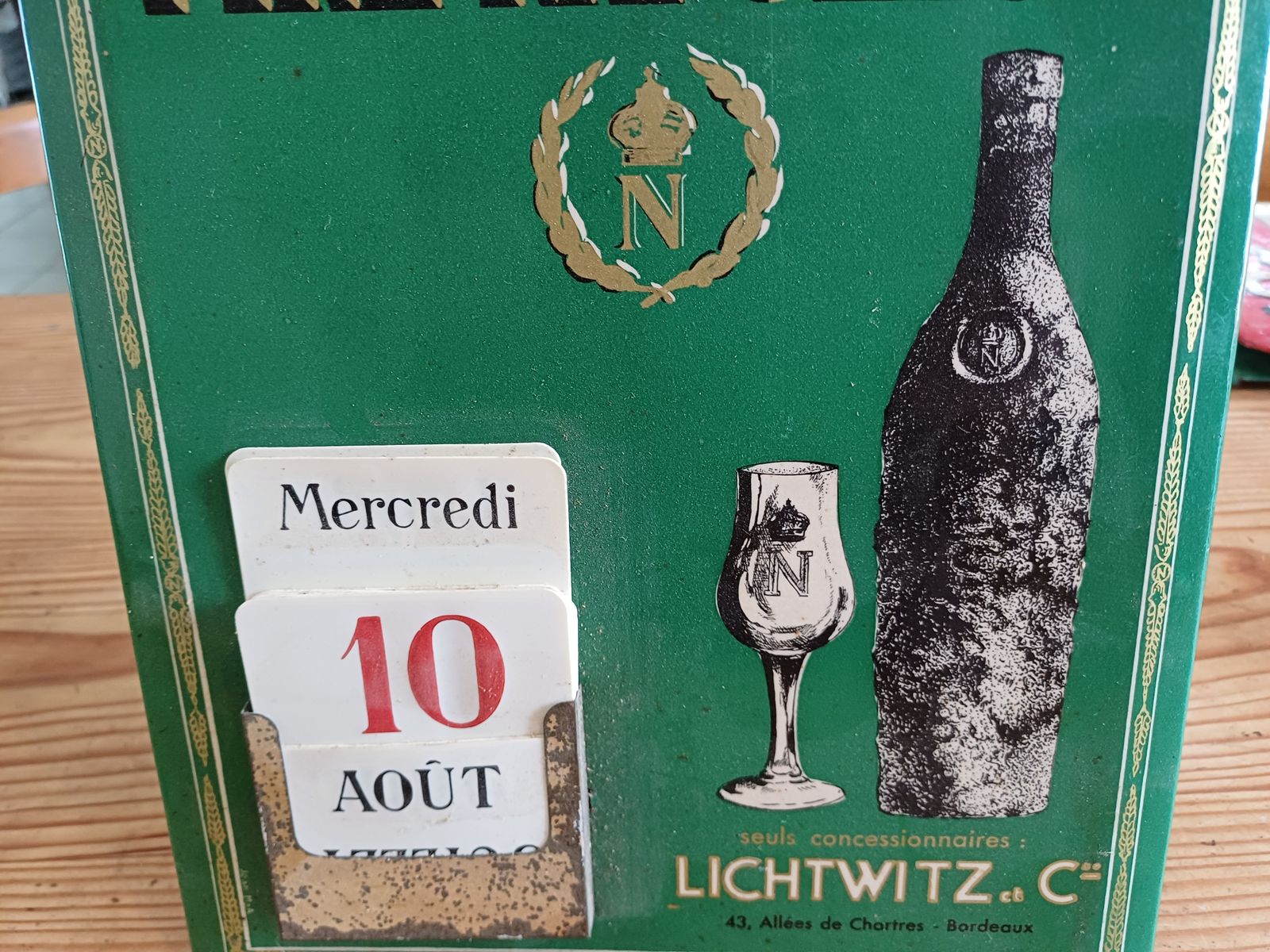Tole Plate Pub Grand Cognac Calendar photo for sale