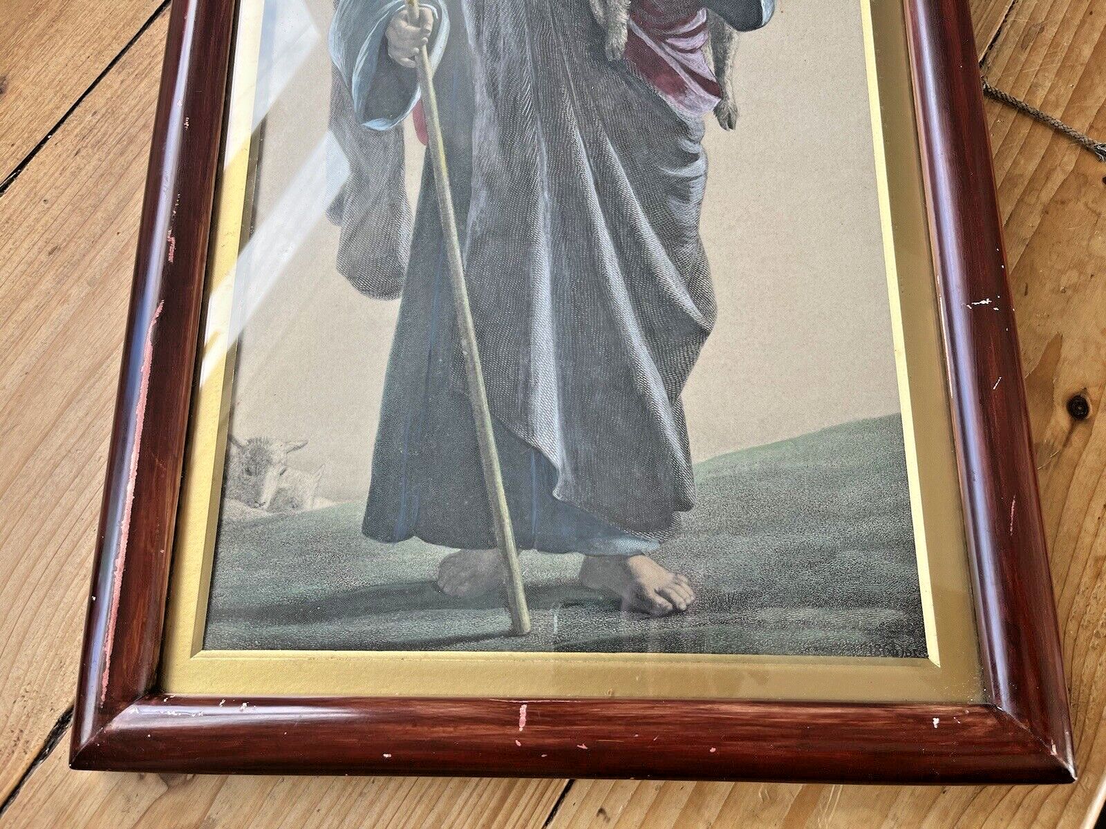 photo furniture 2 Framed Antique Pre Raphaelite Jesus Religious Ecclesiasrical Prints Light Of The World William Holman Hunt The Good Shepherd William Dobson