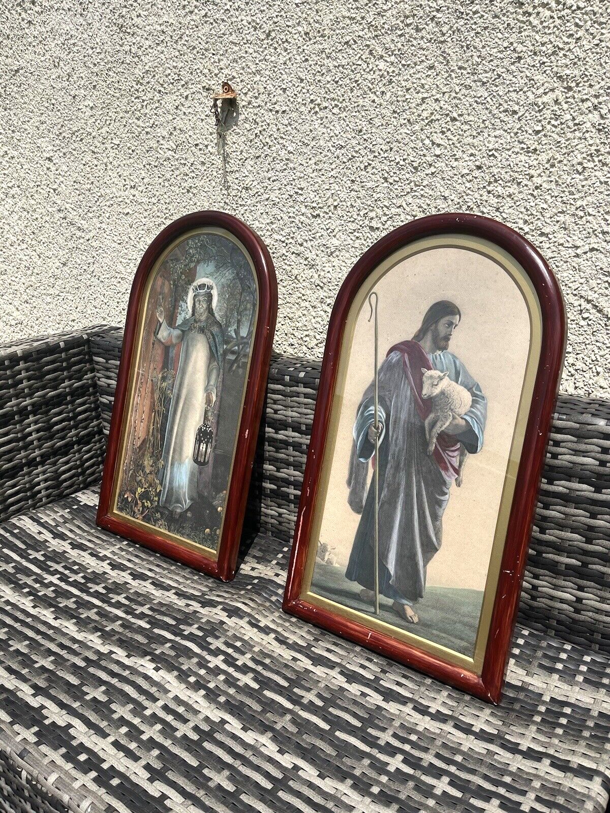 photo buy 2 Framed Antique Pre Raphaelite Jesus Religious Ecclesiasrical Prints Light Of The World William Holman Hunt The Good Shepherd William Dobson
