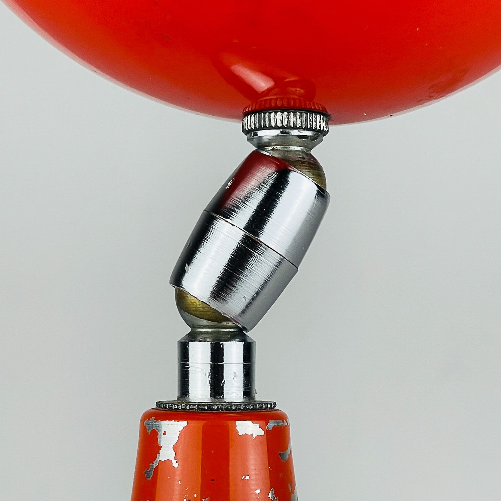 Vintage Red Metal Desk Lamp Eyeball Italy 1970s photo vintage