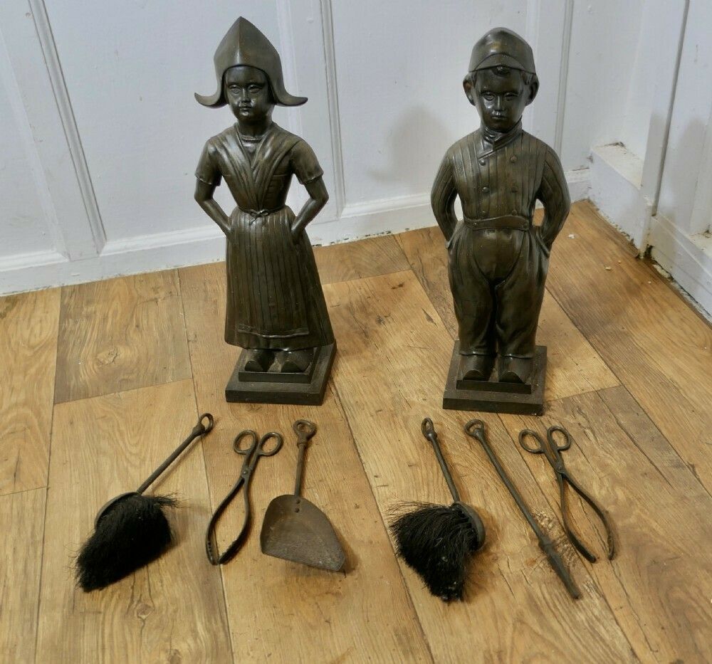 Iron Dutch Girl And Boy Companion Set photo buy