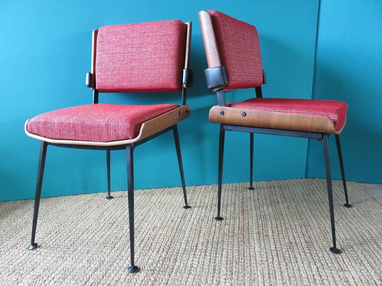 Red Fabric Chair By Alain Richard, 1970s photo 787.0