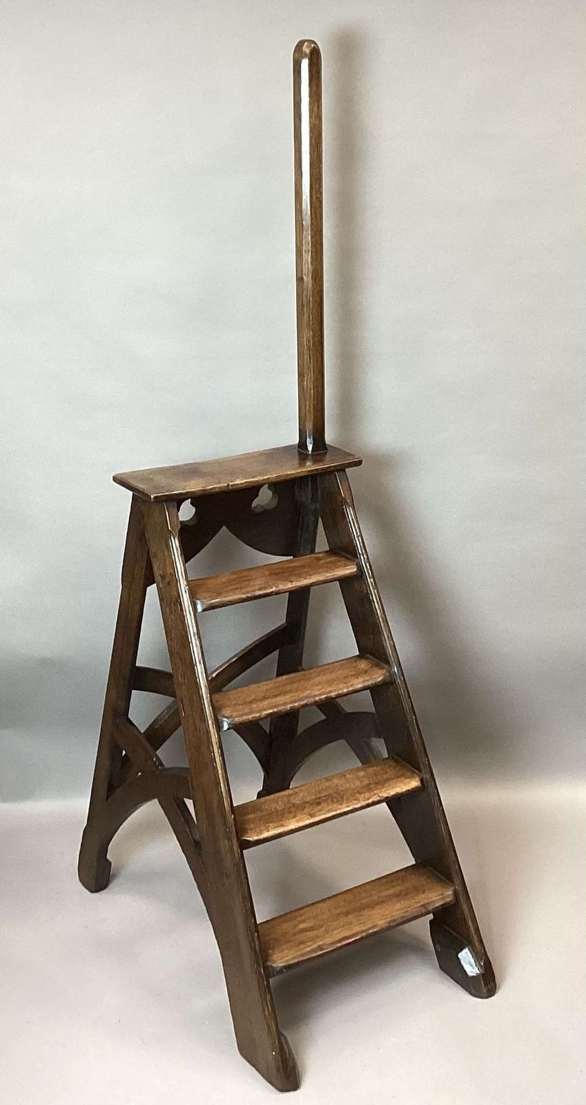 Good C19th Gothic Oak Library Steps photo furniture