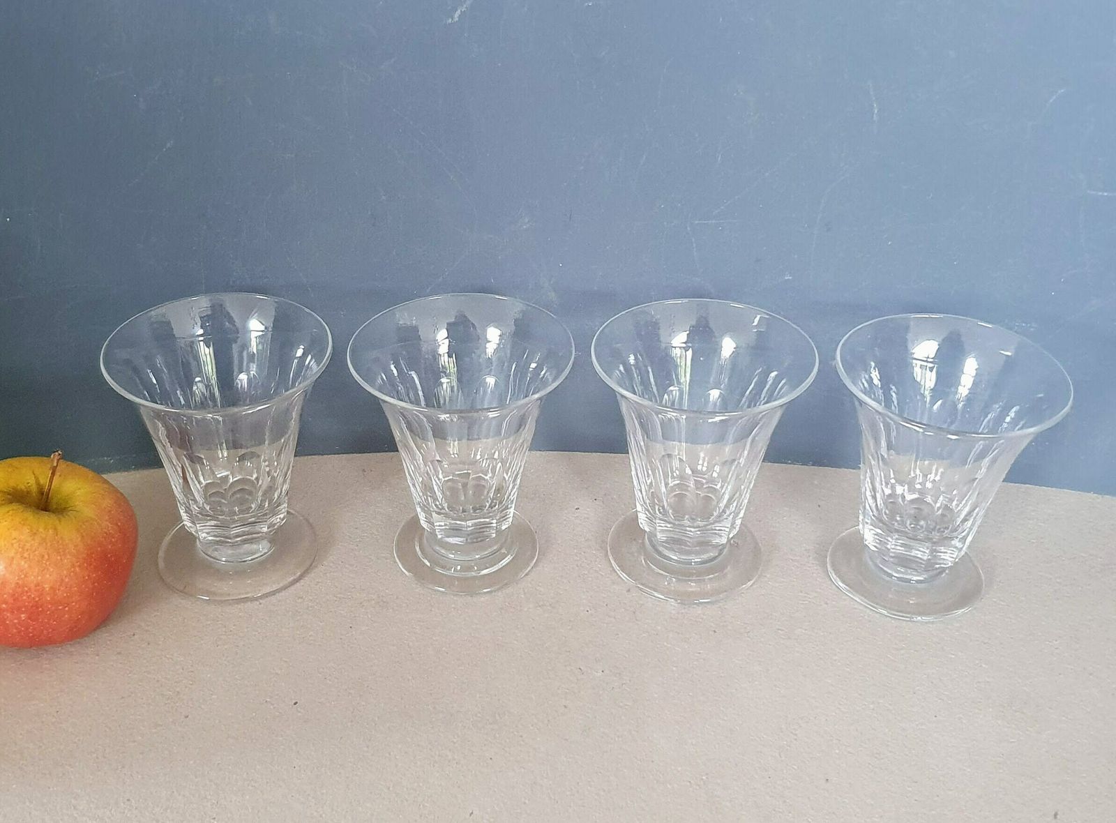A Rare Set Of 4 Antique Regency Period Lead Crystal Small 3 1/2 Inches Tall Custard Cups, Hand Blown And Cut photo furniture