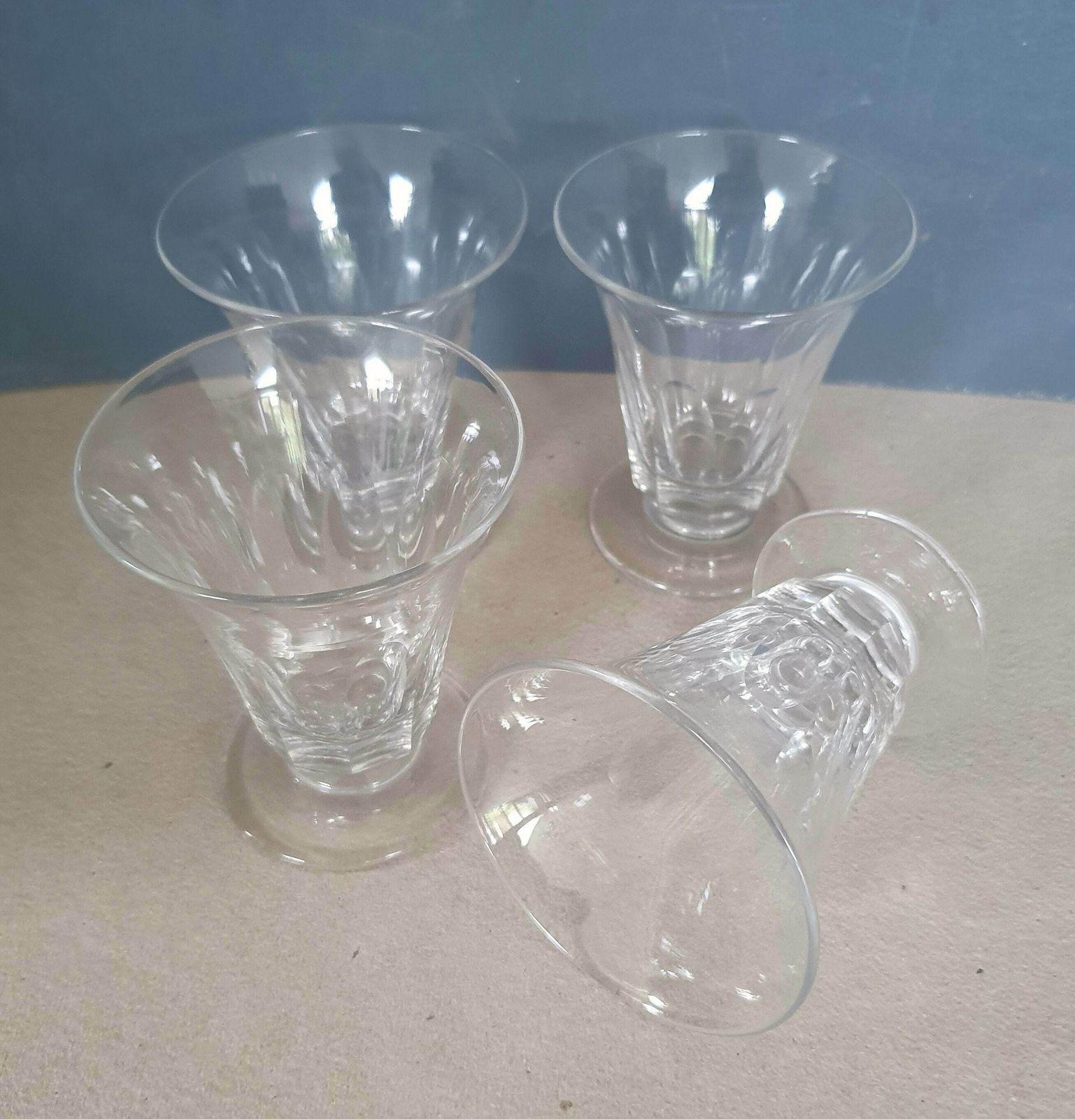 A Rare Set Of 4 Antique Regency Period Lead Crystal Small 3 1/2 Inches Tall Custard Cups, Hand Blown And Cut photo buy