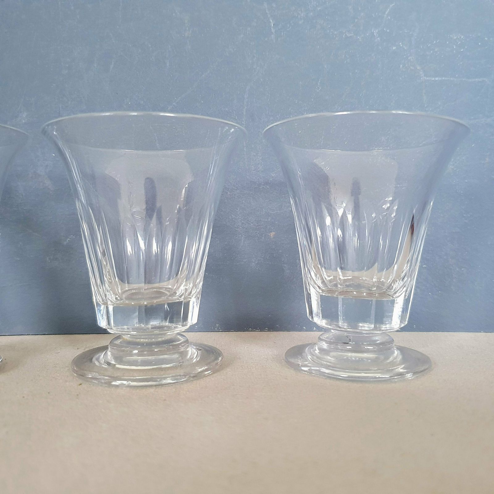 photo furniture A Rare Set Of 4 Antique Regency Period Lead Crystal Small 3 1/2 Inches Tall Custard Cups, Hand Blown And Cut