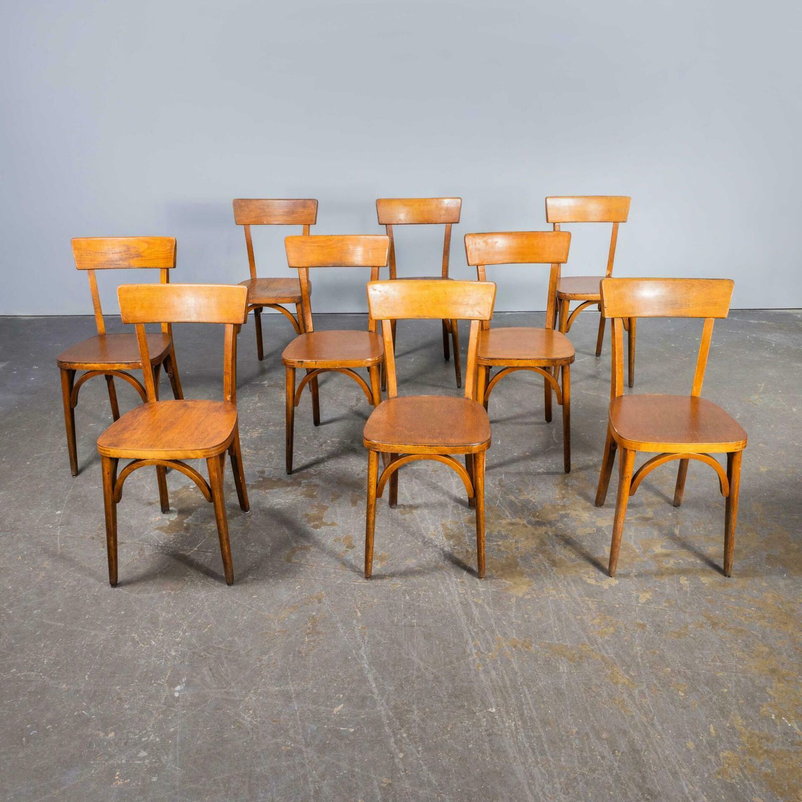 50’s Honey Colour Baumann Bentwood Dining Chairs – Set Of Nine photo vinterior