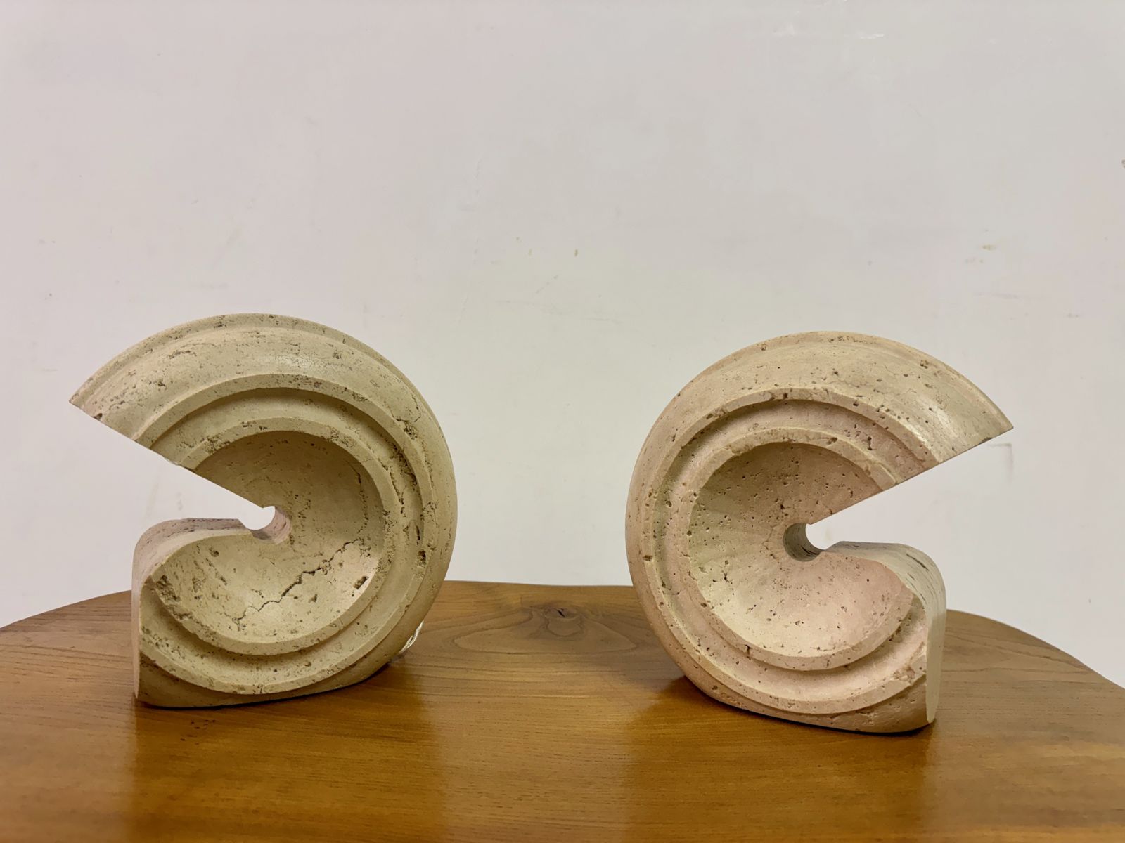 Pair Of Sculptural Travertine Lamps By Giuliano Cesari photo for sale