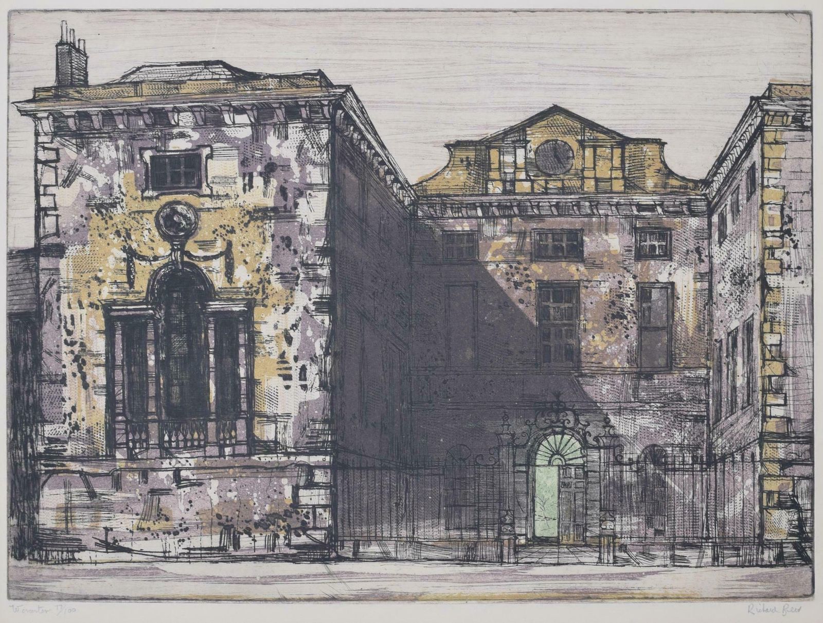 Richard Beer Worcester College, Oxford Lithograph By Richard Beer