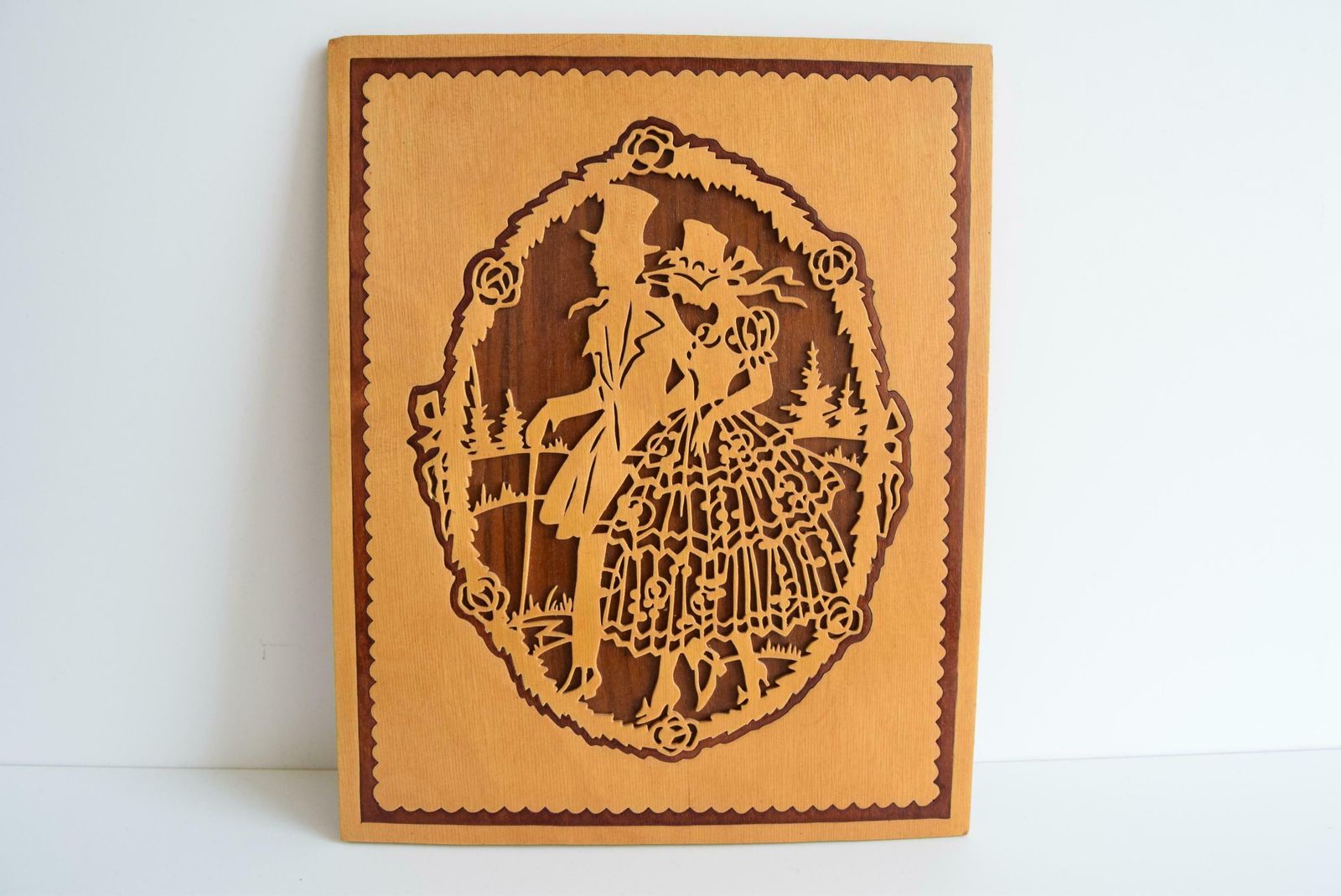 Vintage Wooden Picture, Czechoslovakia, 1950's. photo furniture