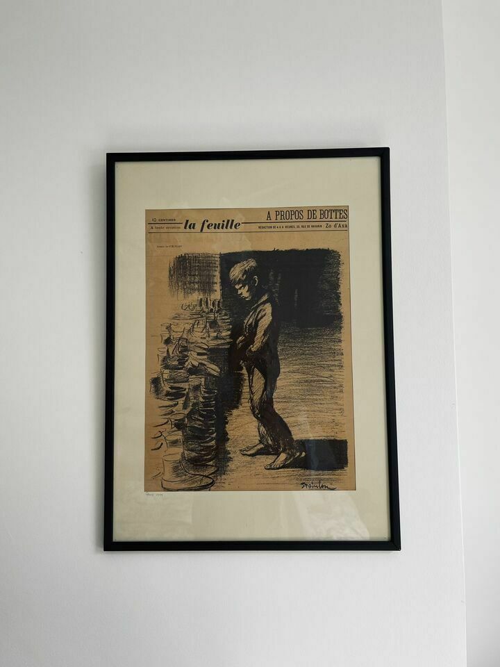 Original Framed Newspaper La Feuille No. 5, 1897. Théophile Alexandre Steinlen. photo vintage