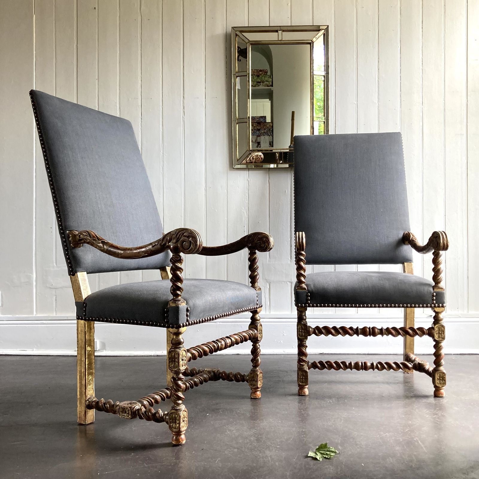 Pair Of Tall Baroque Style Armchairs photo buy