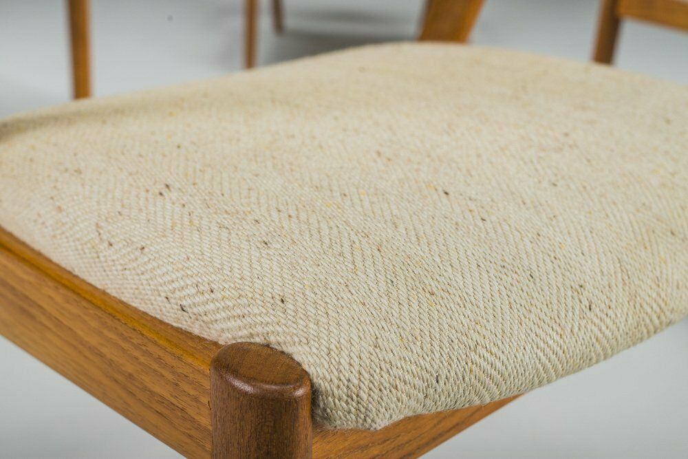 photo for sale Dining Chairs Model 42 In Teak & Wool By Kai Kristiansen For Schou Andersen, 1960s, Set Of 6