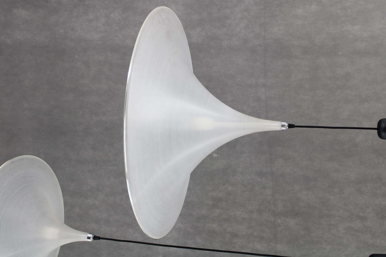 1970s Pair Of Guzzini "Trumpet" Pendant Lamps By Meblo , Italy photo Lighting