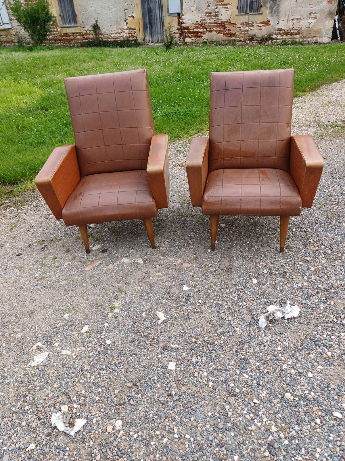 Pair Of Vintage Skai Brown Armchairs