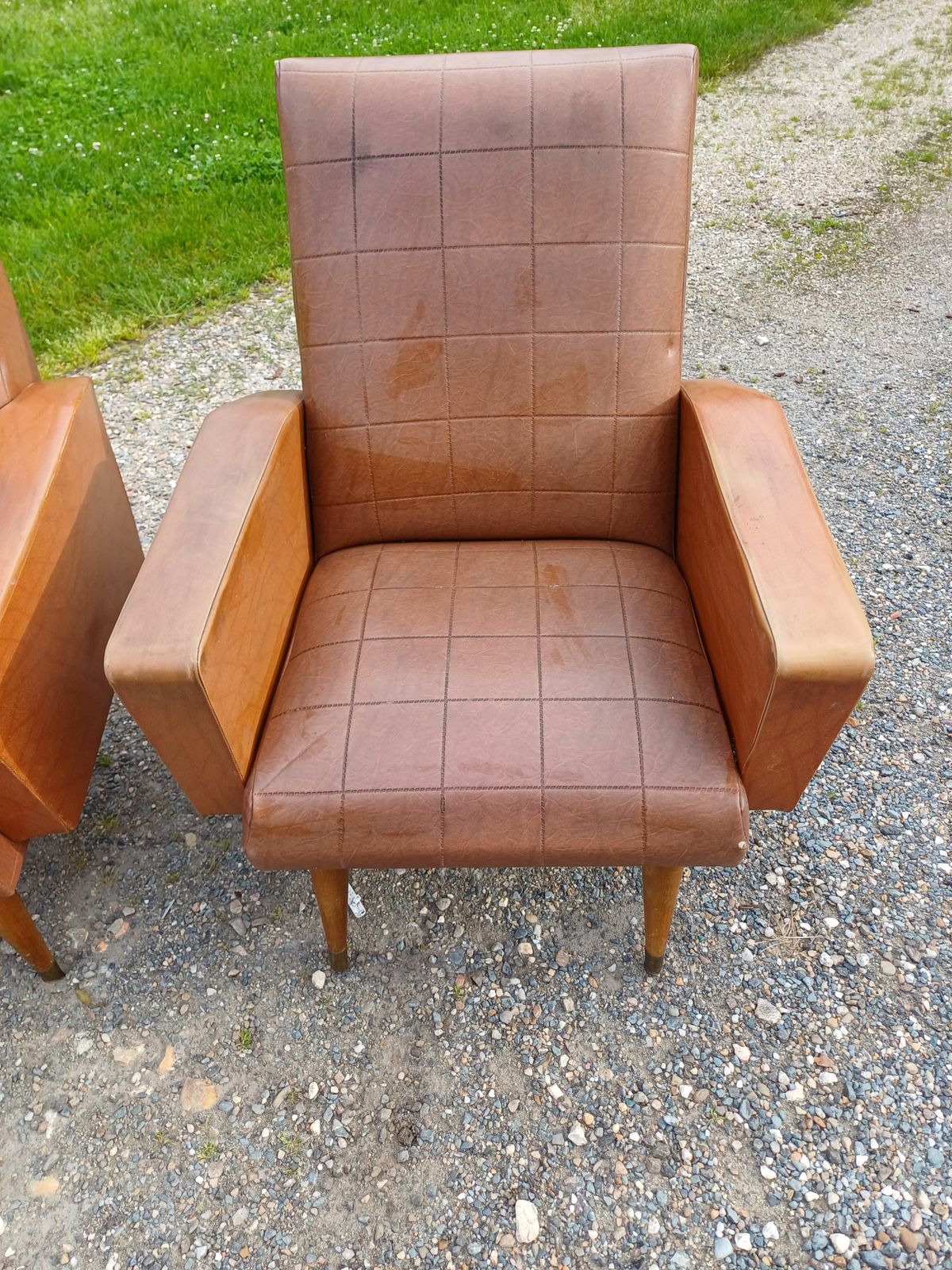 Furniture Pair Of Vintage Skai Brown Armchairs photo