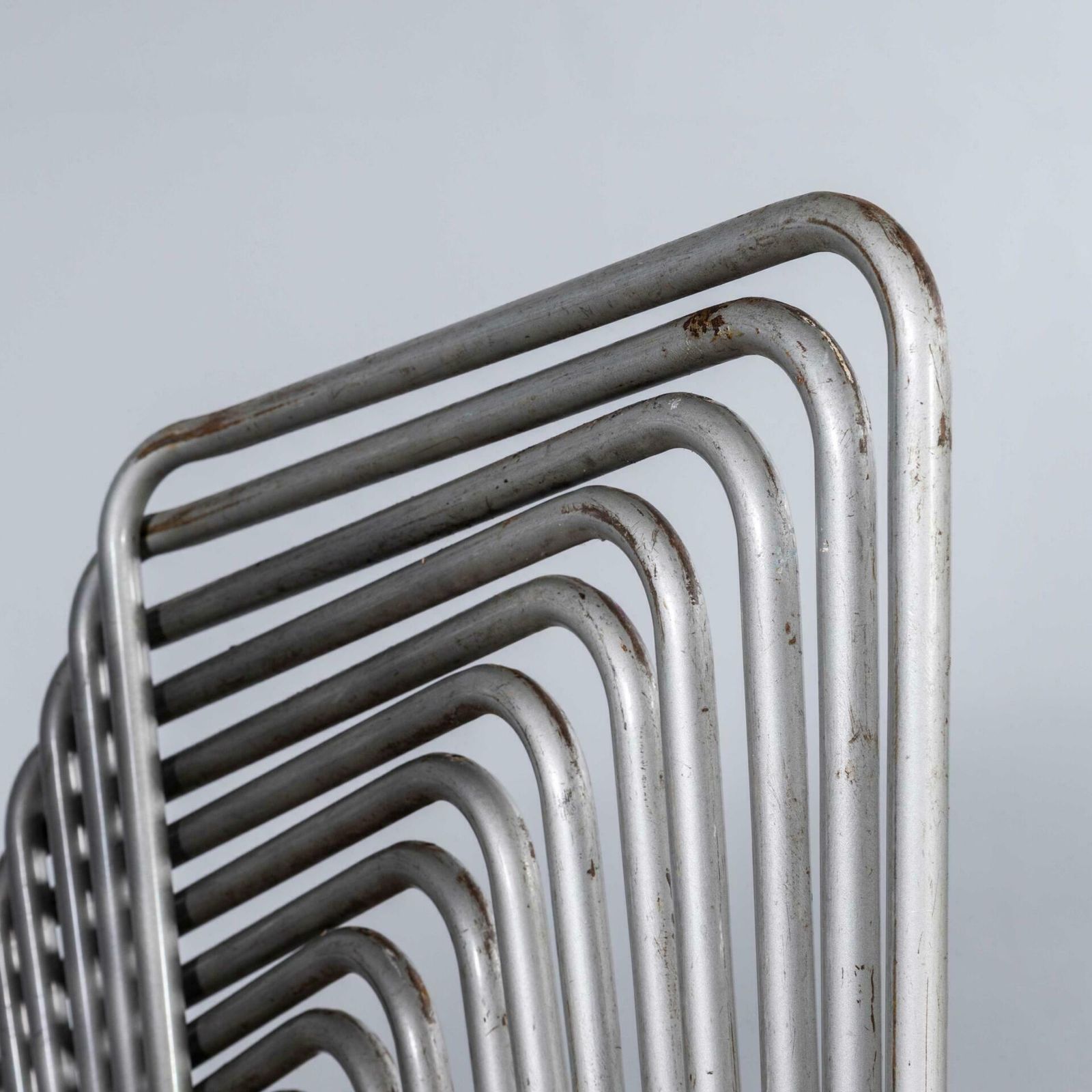 1950’s Pel Tubular Grey Metal Dining Chairs photo Furniture