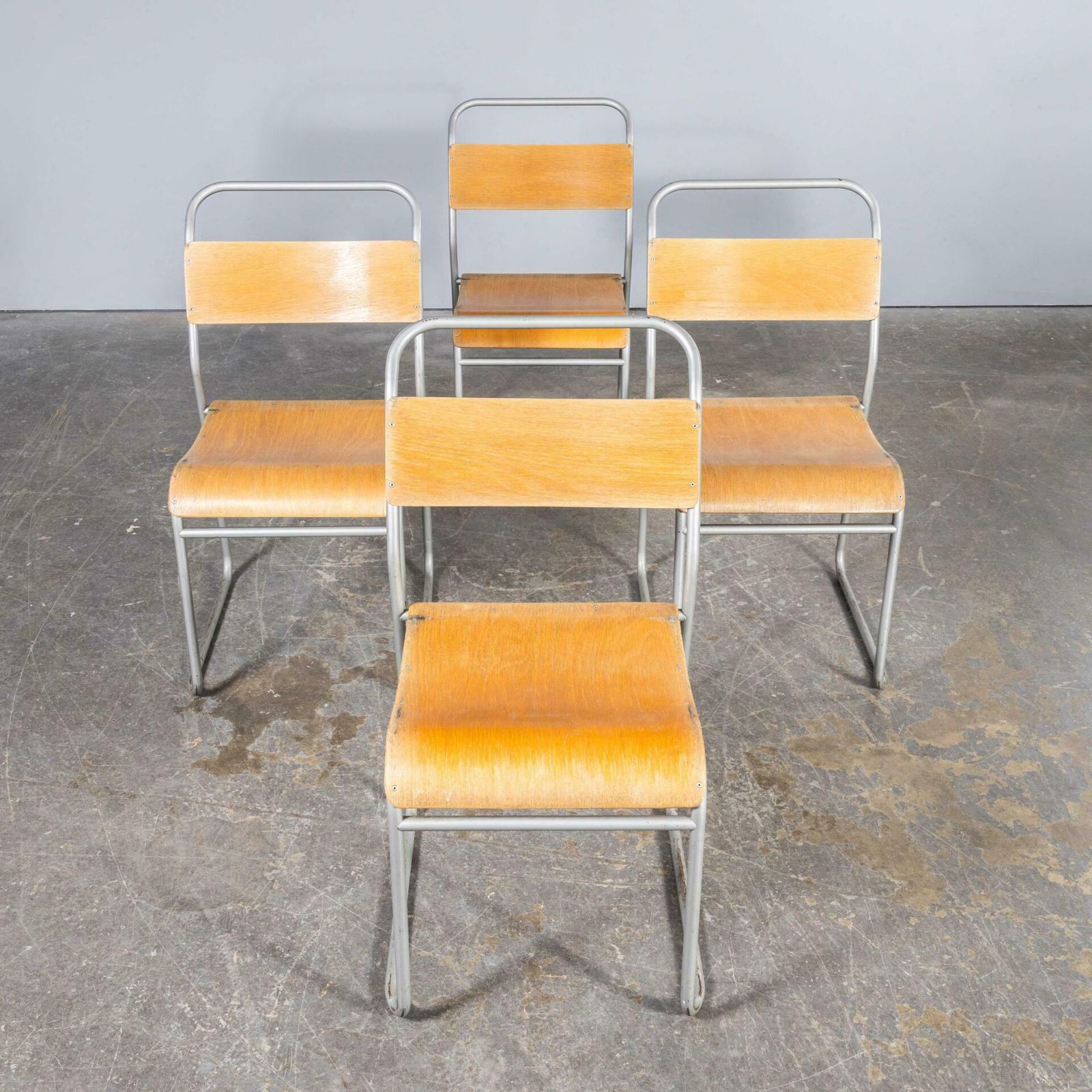 1950’s Pel Tubular Grey Metal Dining Chairs photo buy