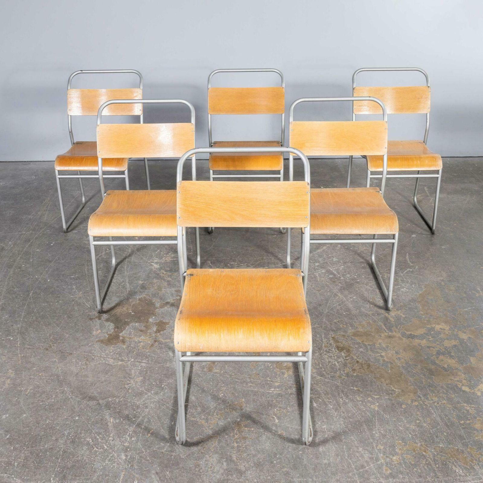 photo for sale 1950’s Pel Tubular Grey Metal Dining Chairs