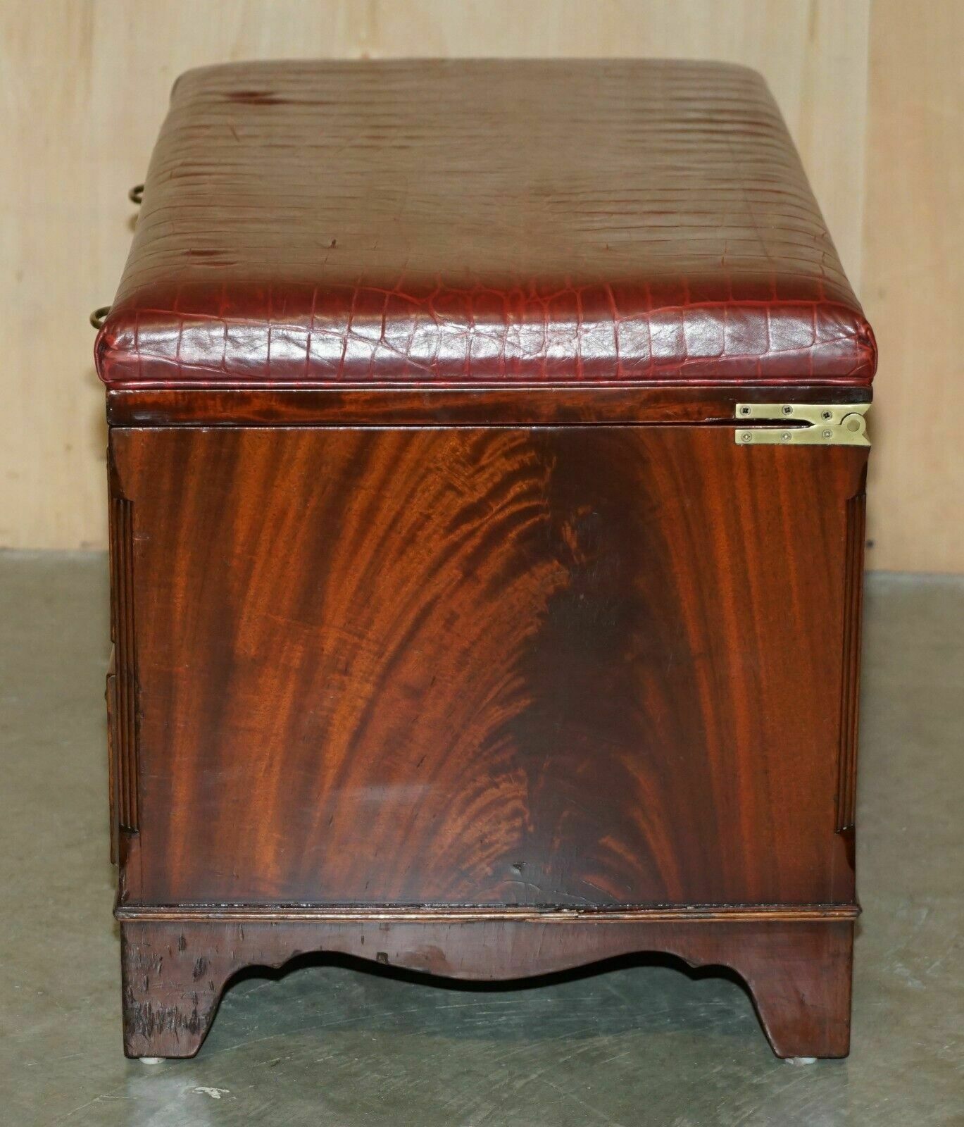 1850.0 Mahogany Crocodile Leather Luggage Rack Hall Bench Seat Stool Chest Of Drawers photo
