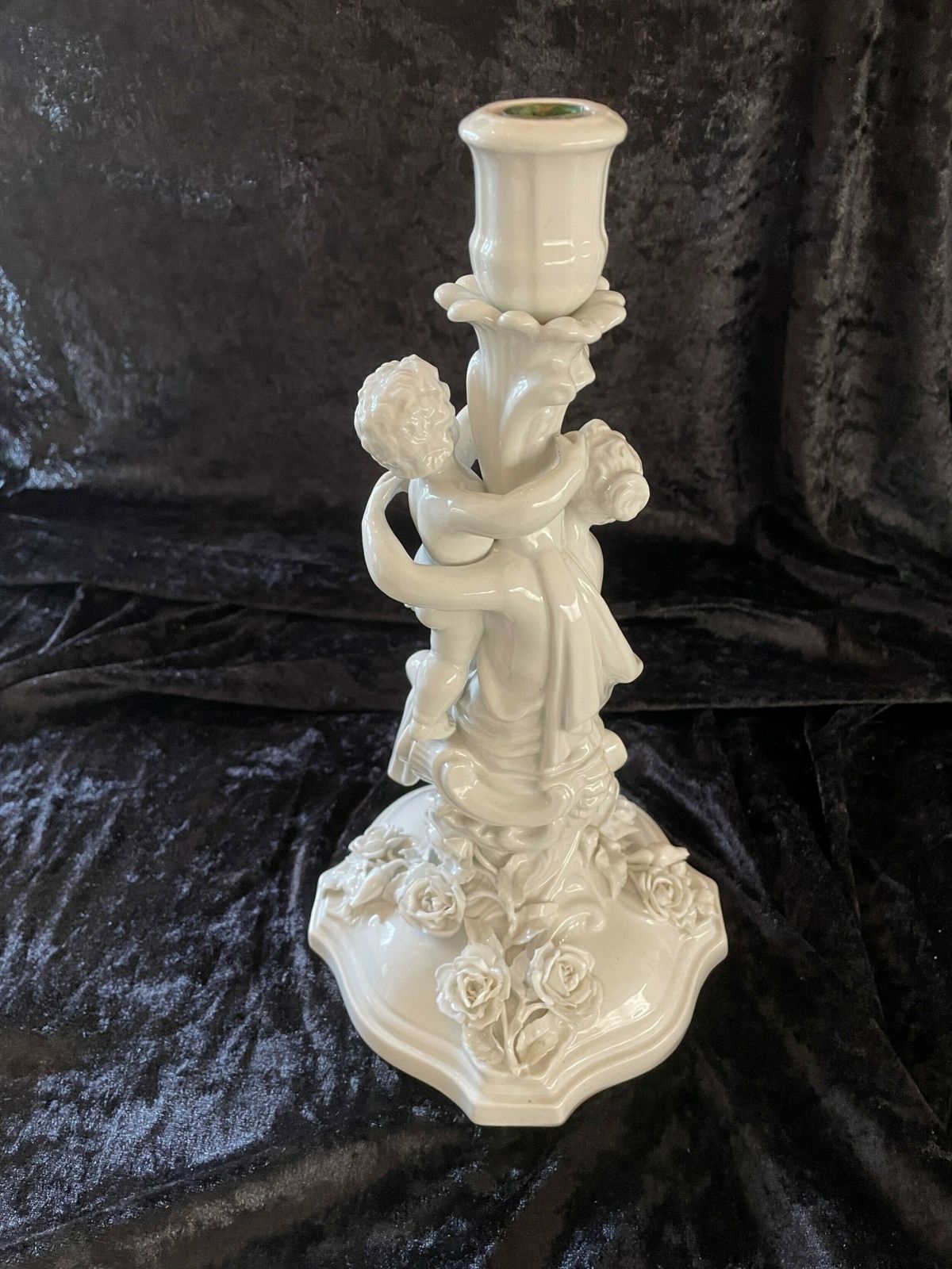 Home Decor Pair Of C19th Blanc De Chine Porcelain Candlesticks By Sitzendorf photo