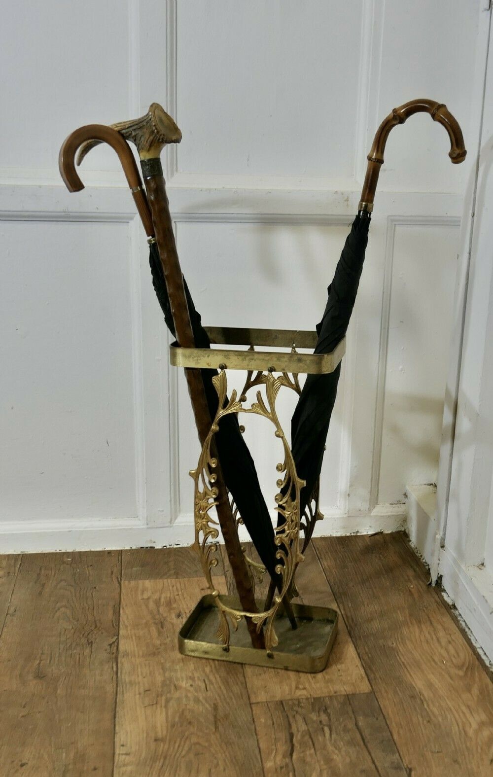 Unusual French Brass Stick Stand Or Umbrella Stand photo furniture