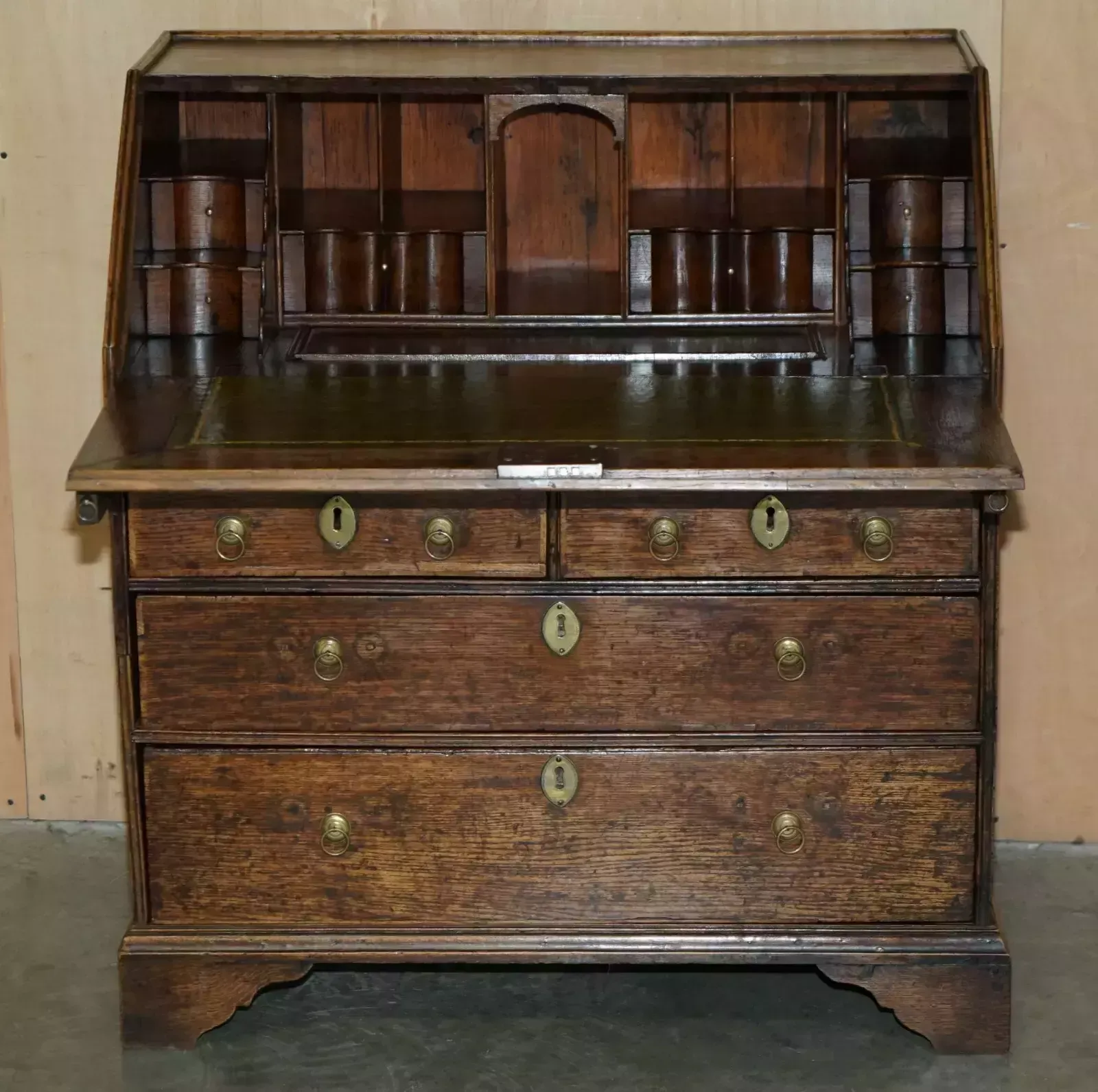 photo buy Exquisite Early Georgian Circa 1760 Writing Bureau Desk With Green Leather Top