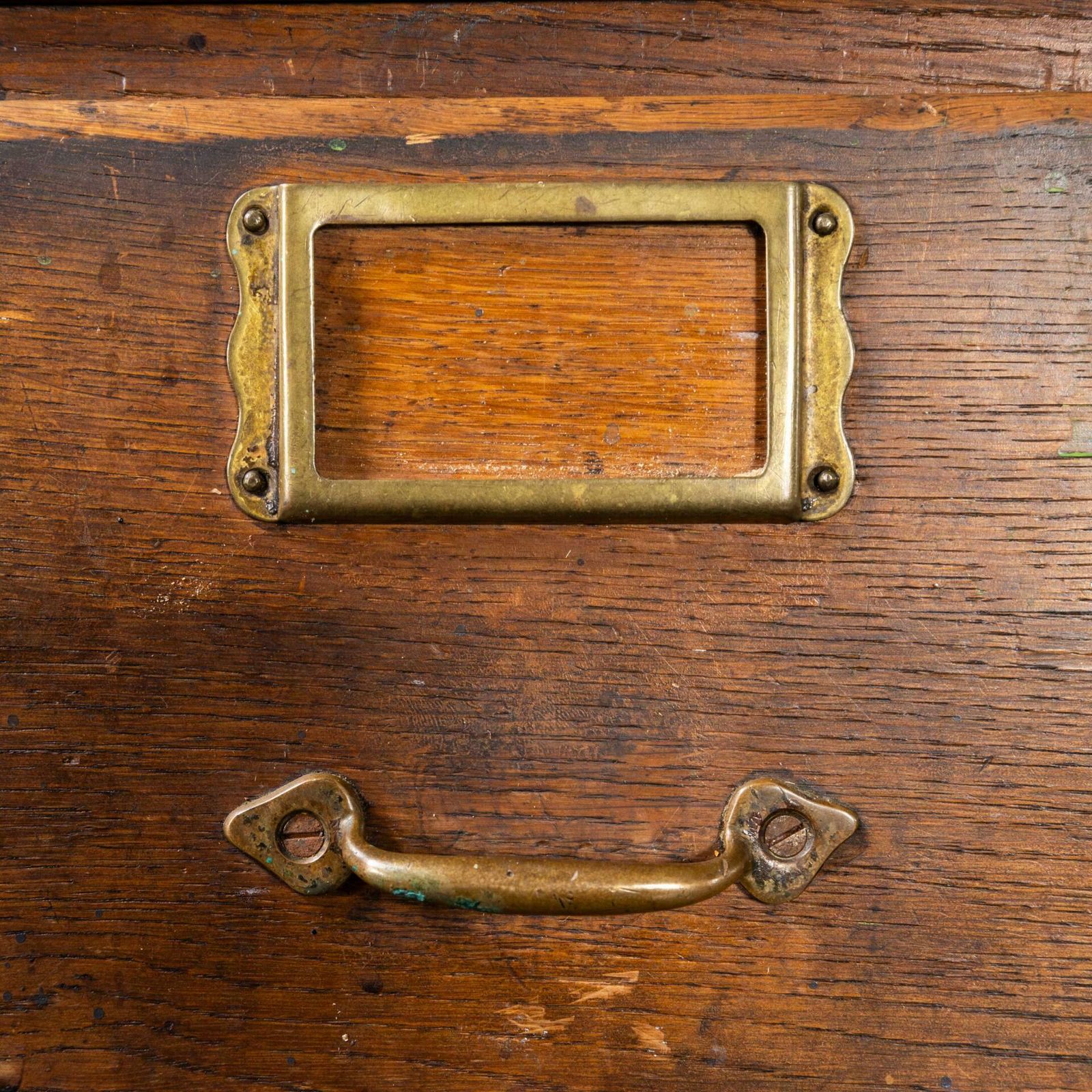 1940’s Small Oak French Atelier Filing Bank Of Drawers photo vintage