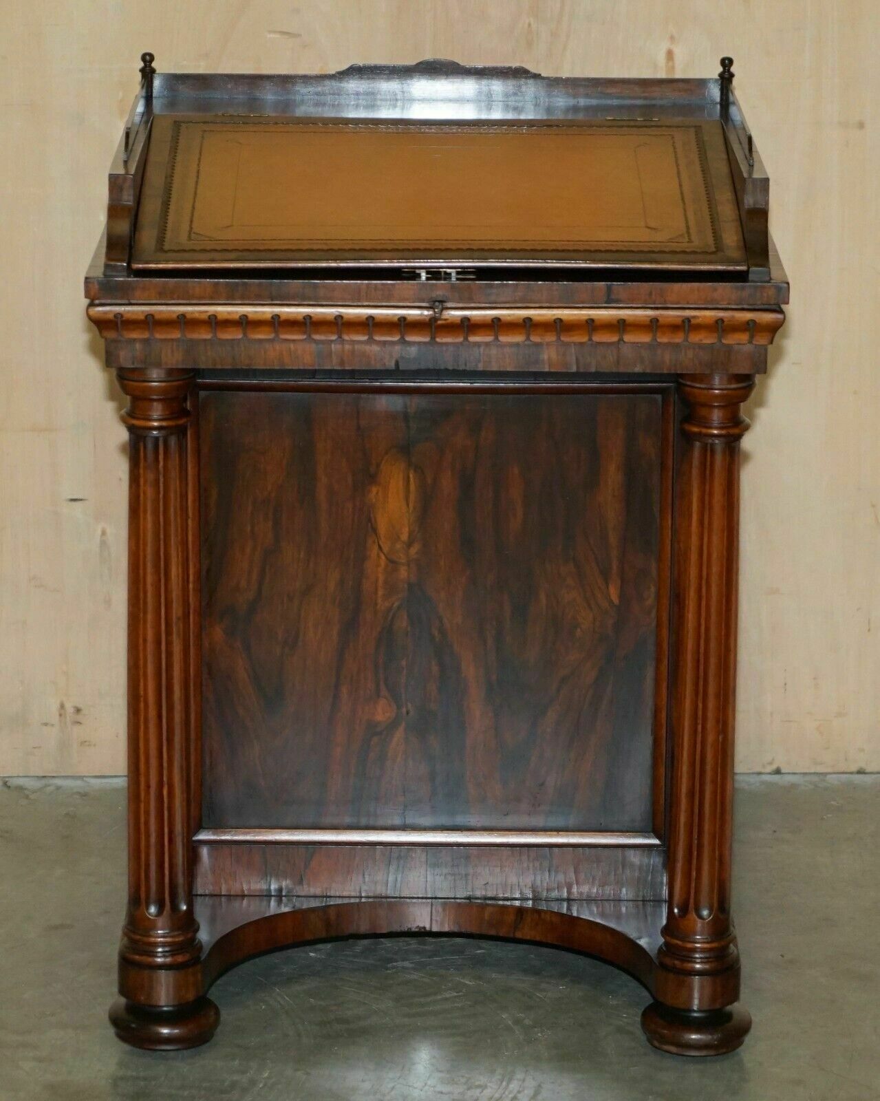 Antique Original Regency Circa 1810 1820 Rosewood Brown Leather Davenport Desk photo furniture