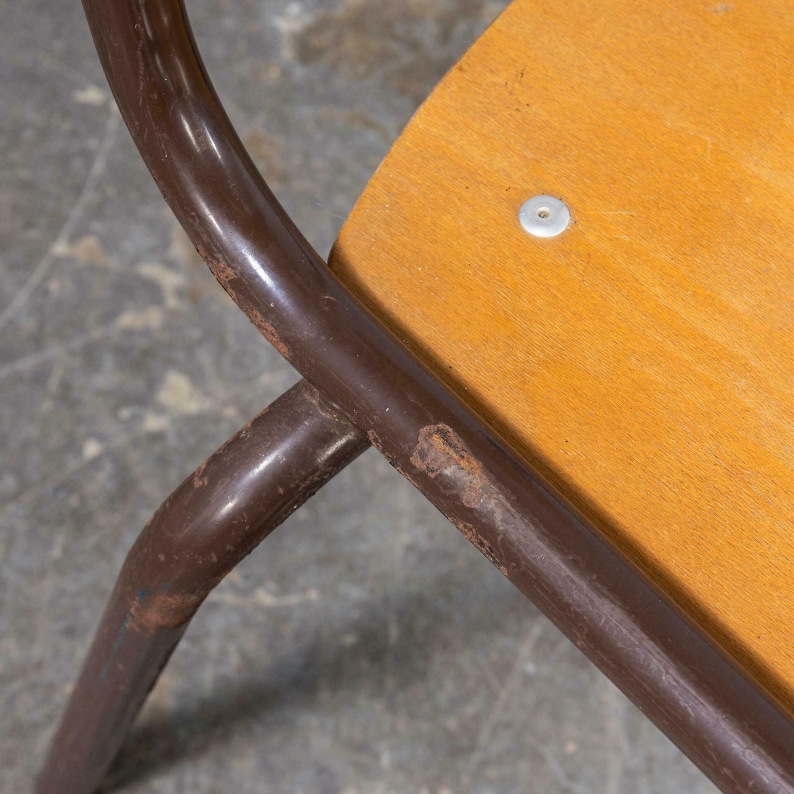 1960’s French Mullca Stacking – Dining Chairs – Brown Model 510 photo for sale