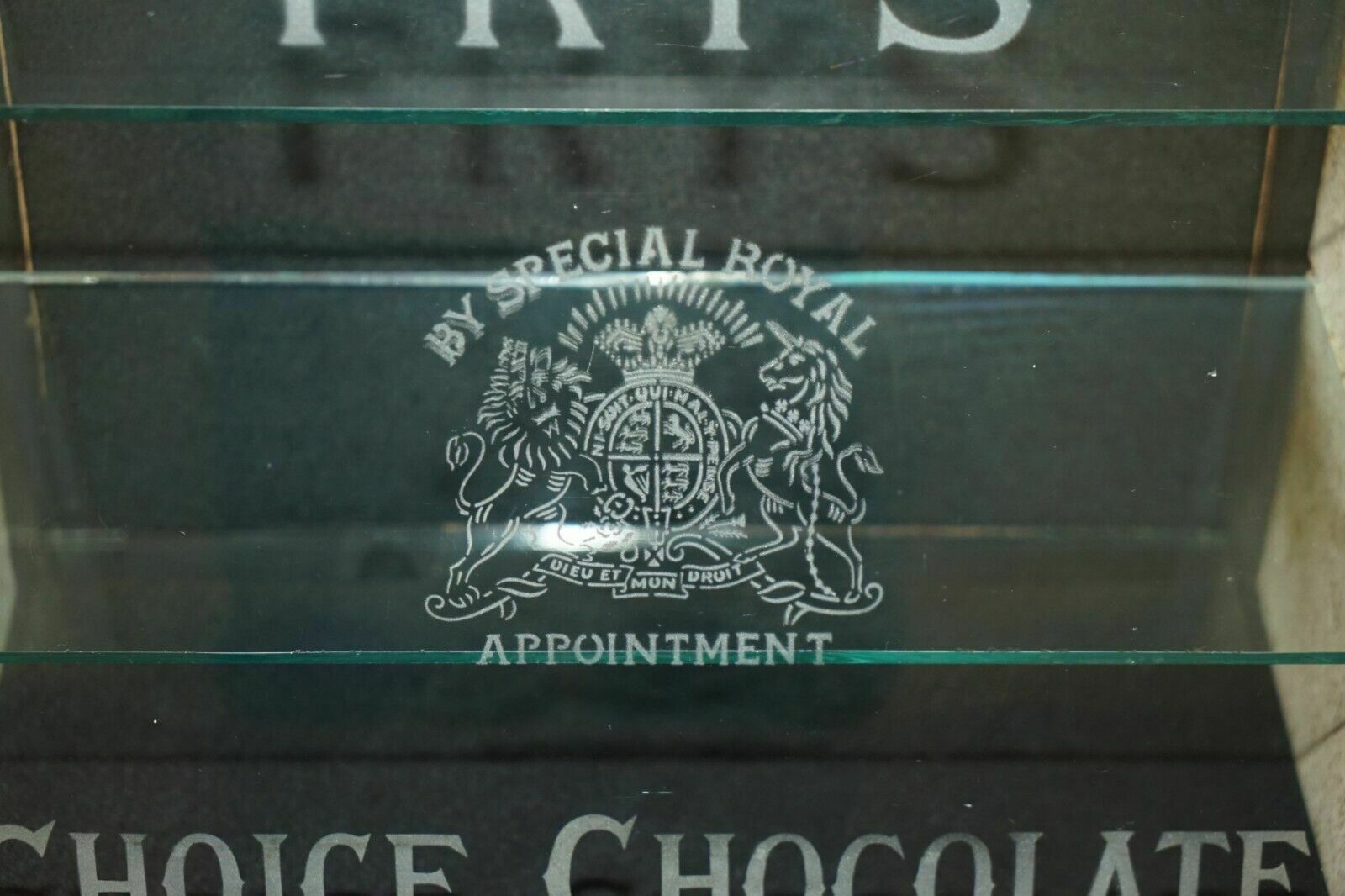 photo furniture Unique Antique Victorian Fry's Chocolate Royal Crest Glass Display Case Cabinet