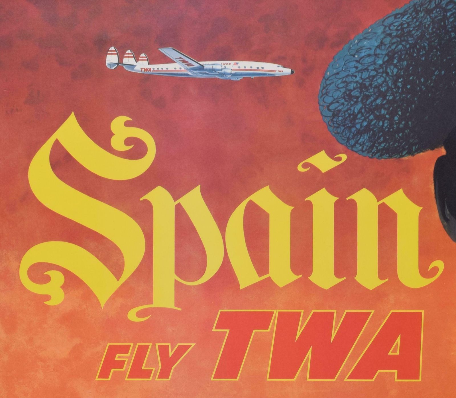 Spain   Fly Twa Original Vintage Travel Poster By David Klein photo furniture