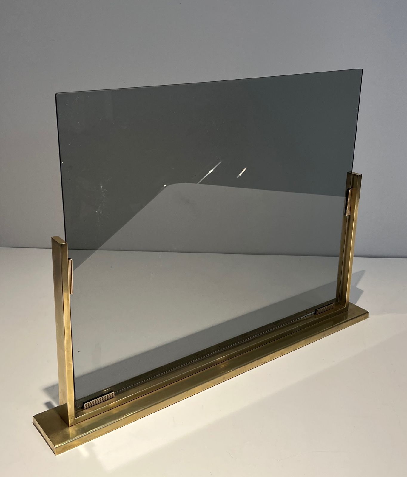 Smoked Glass And Brass Fire Screen photo furniture
