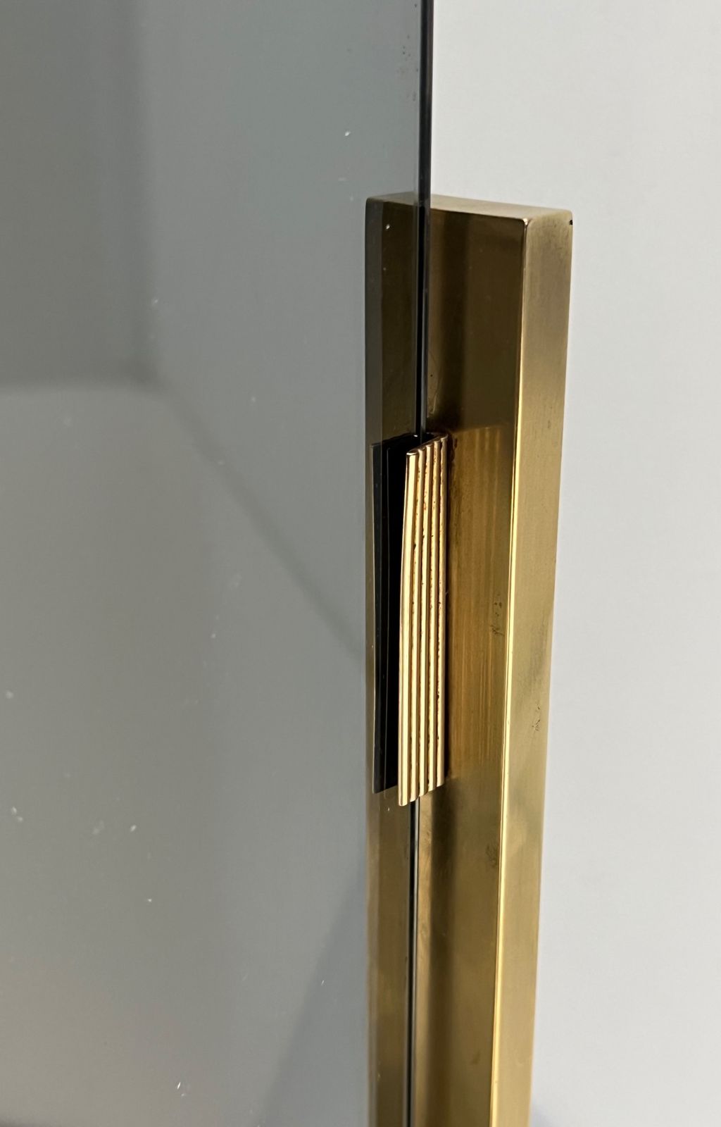photo buy Smoked Glass And Brass Fire Screen