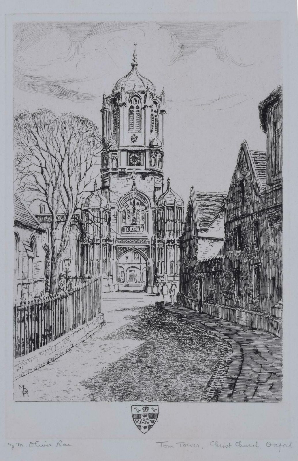 Mabel Oliver Rae Tom Tower, Christ Church, Oxford Etching By Mabel Oliver Rae Circa 1920