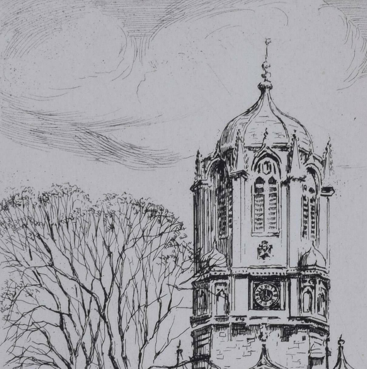 Mabel Oliver Rae Tom Tower, Christ Church, Oxford Etching By Mabel Oliver Rae Circa 1920 photo furniture