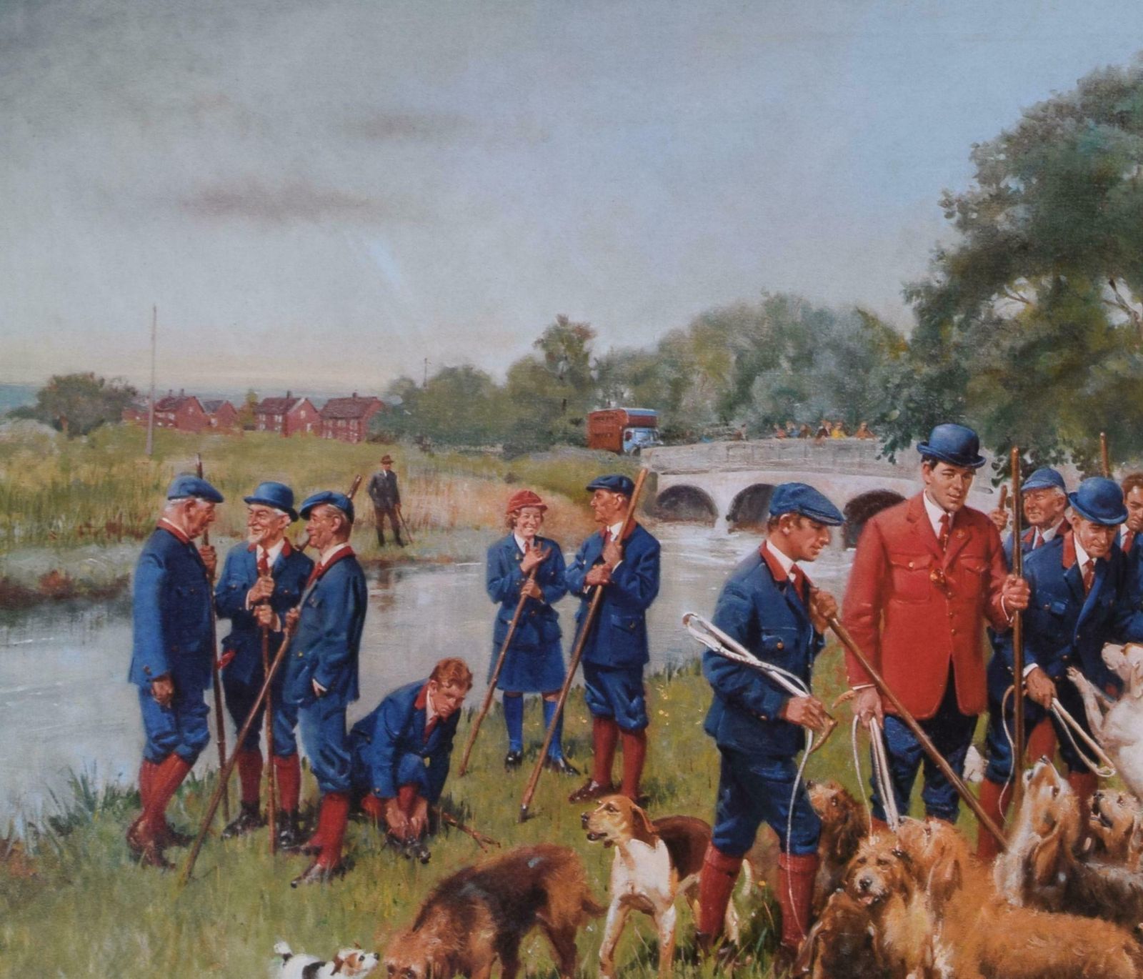 Terence Cuneo Eastern Counties Otter Hounds Hunting Print By Terence Cuneo 1971 photo furniture