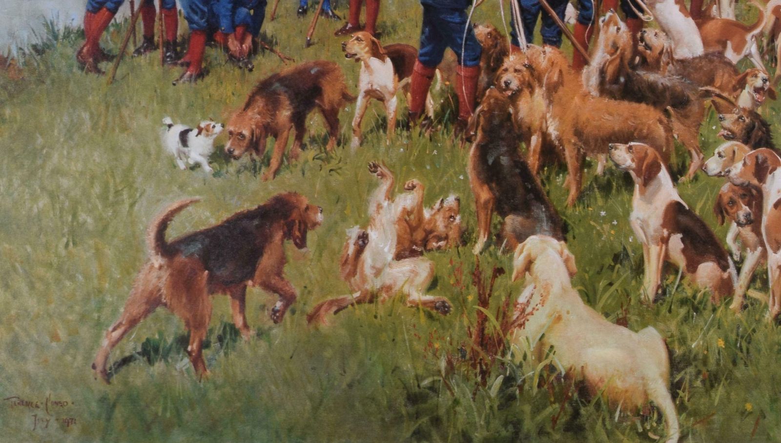 Terence Cuneo Eastern Counties Otter Hounds Hunting Print By Terence Cuneo 1971 photo Art
