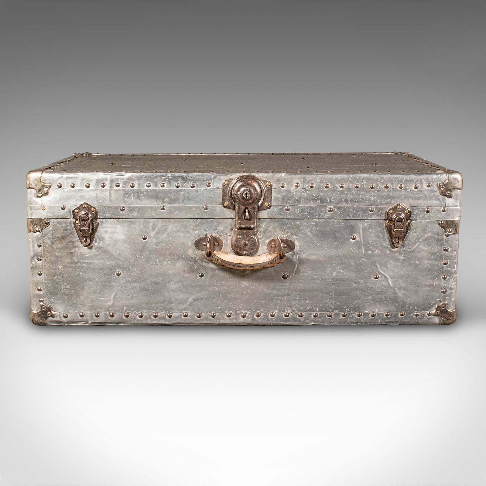 Large Antique Shipping Chest, Continental, Aluminium, Trunk, Edwardian, C.1910 photo for sale
