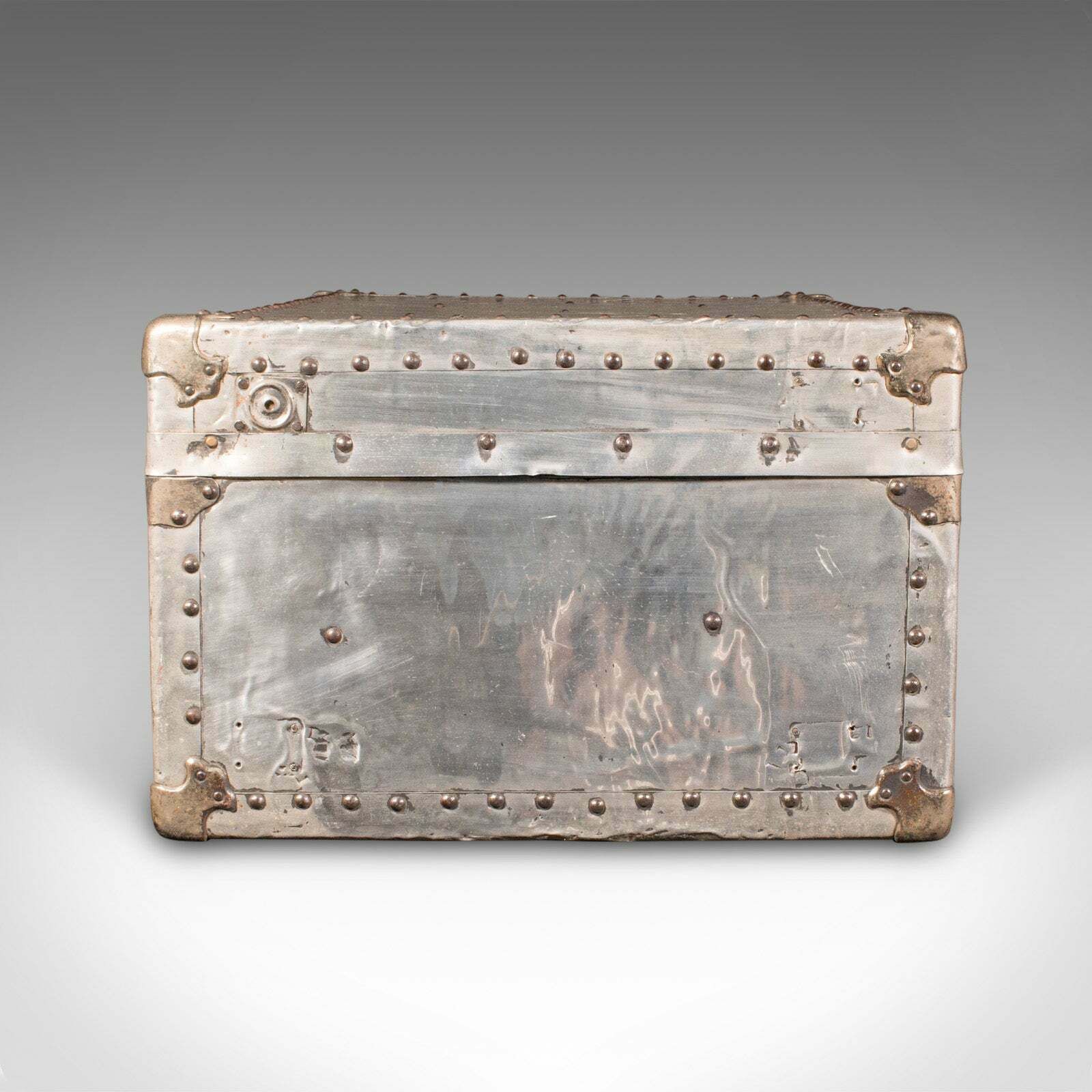 Large Antique Shipping Chest, Continental, Aluminium, Trunk, Edwardian, C.1910 photo Furniture