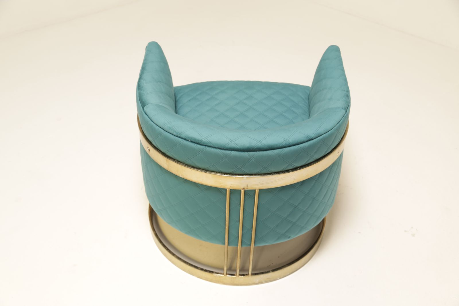 Furniture Mid Century Upholstered Teal Velvet Tub Chair photo