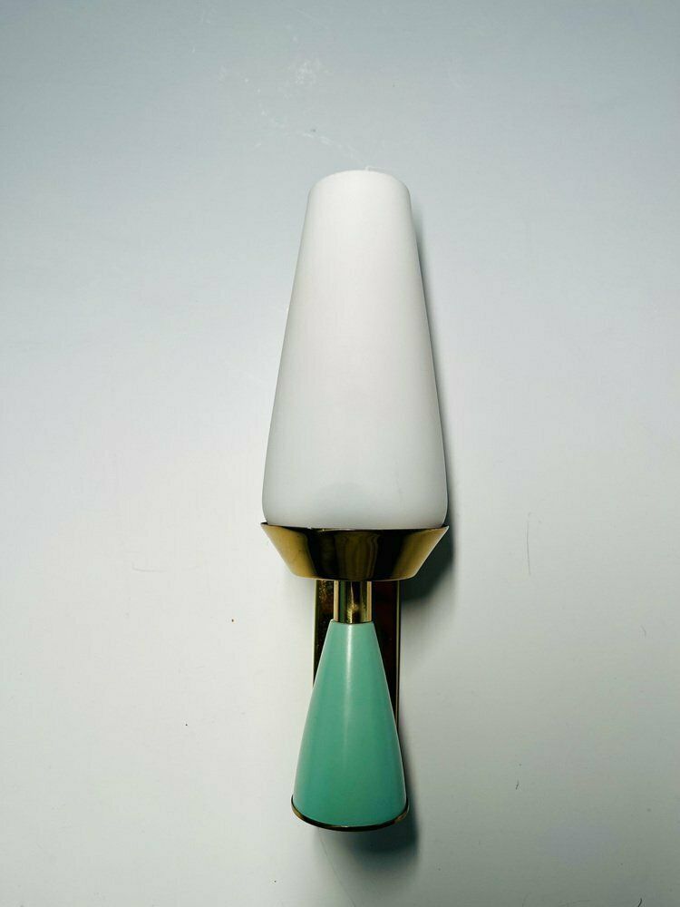 Mid Century Italian Brass And Glass Sconce From Stilnovo photo for sale