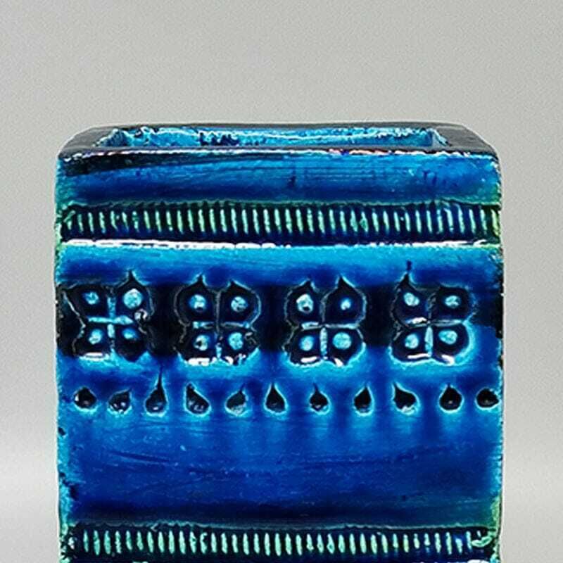 1960s Stunning Vase By Aldo Londi For Bitossi "Blue Rimini Collection" photo vinterior