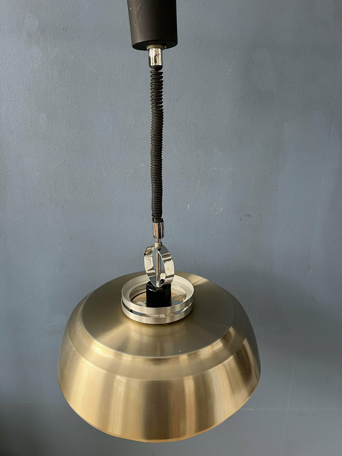 Mid Century Aluminium Pendant Lamp With Orange Lacquer photo buy