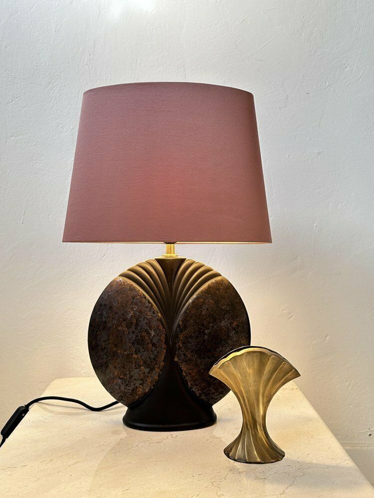 Mid Century Shell Shaped Ceramic Dark Purple Table Lamp By Goebel Porzellanfabrik, 1970s photo for sale