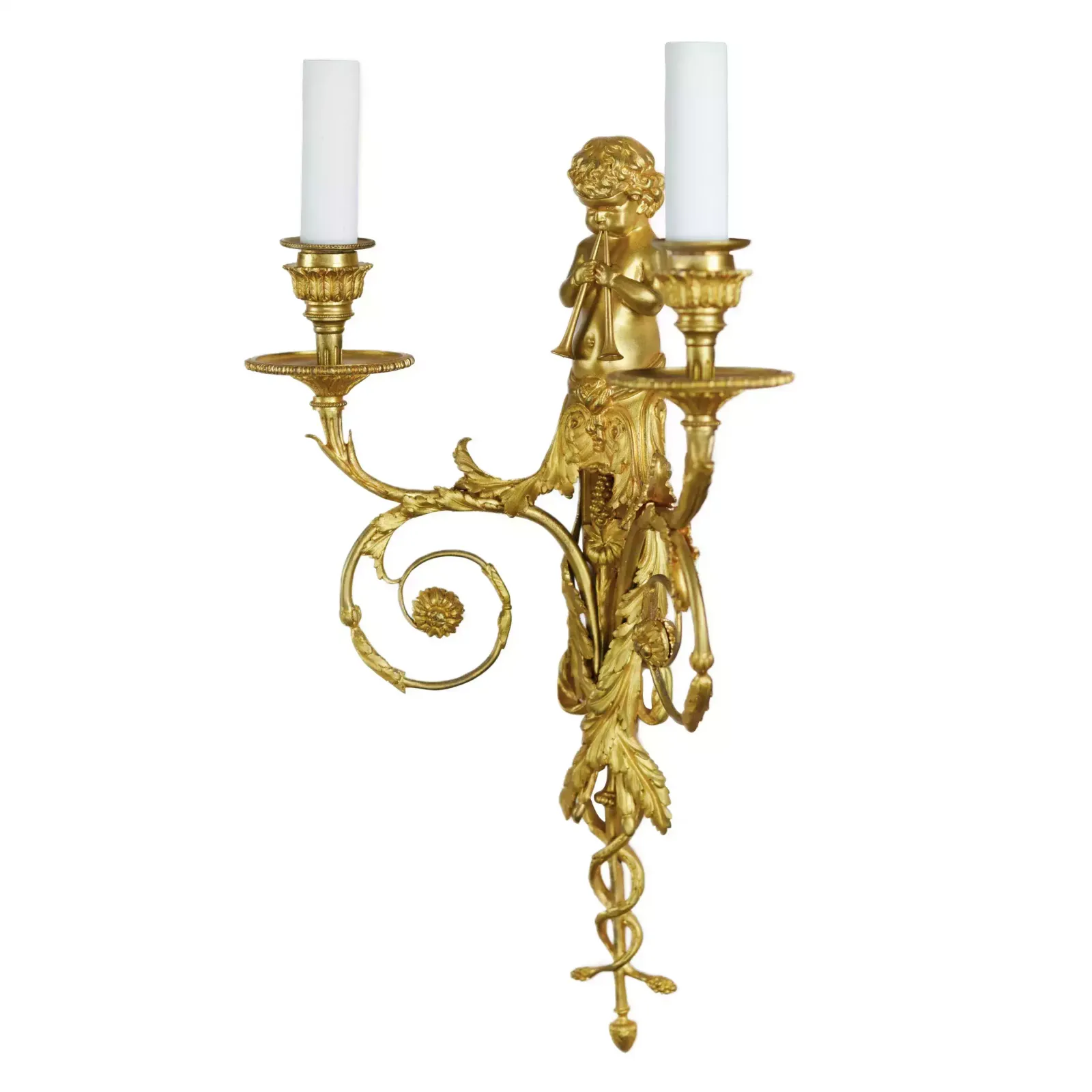 Pair Of French Gilt Bronze Sconces, Louis XVI Style, 19th Century. photo Lighting