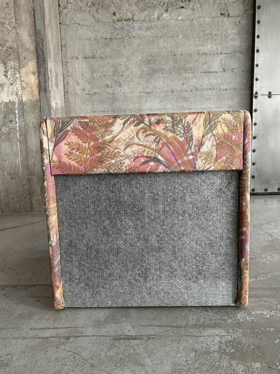 photo furniture Vintage Upholstered Pastel Floral Nightstand, 1960s
