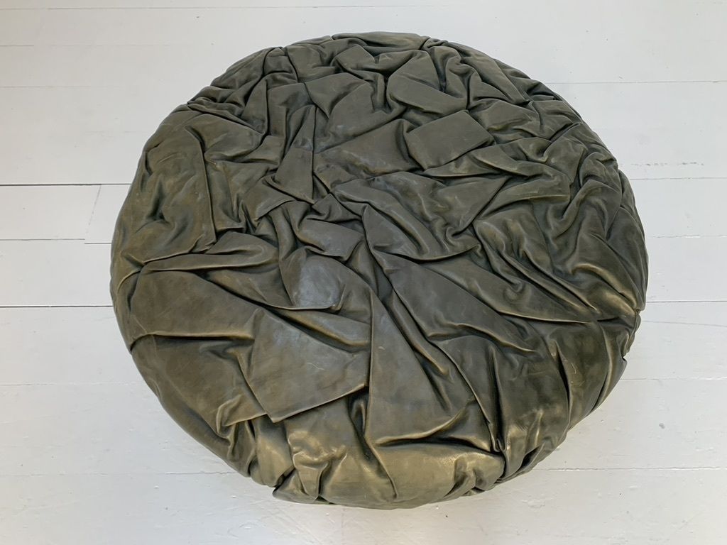Pair Of Baxter “Brain” Large Ottoman Footstool Pouf – In Dark Grey Leather photo 3500.0